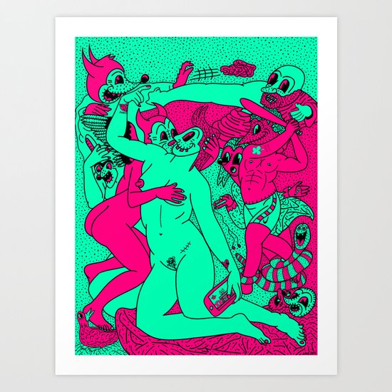 Allegorical Fight. (Red .Vs. Green). Art Print
