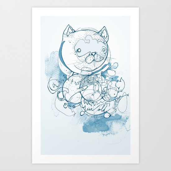 Blue Cat Art Print