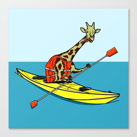 Giraffe Sea Kayaking Canvas Print
