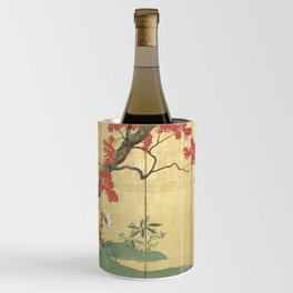 Maple Tree Japanese Edo Period Six-Panel Gold Leaf Screen Wine Chiller
