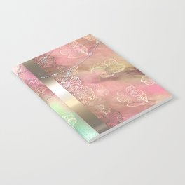 Prom Date Notebook | Shiny, Gold, Delicate, Mint, Girly, Fillegree, Pink, Collage, Feminine, Metallic 