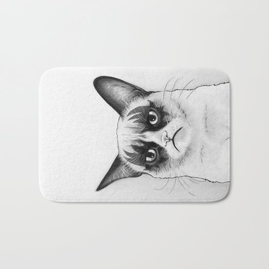 Grumpy Simmons Cat Whimsical Funny Animal Music Bath Mat