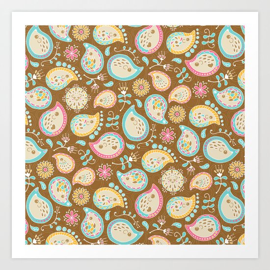 Hedgehog Paisley_Colors and Cocoa Art Print