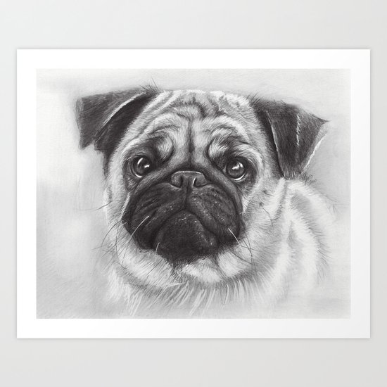 Cute Pug Dog Animal Pugs Portrait Art Print