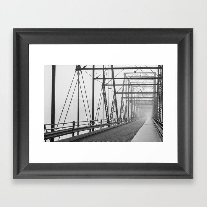 The Island Side of a Foggy Morning (Walnut St Bridge, Harrisburg, PA) Framed Art Print
