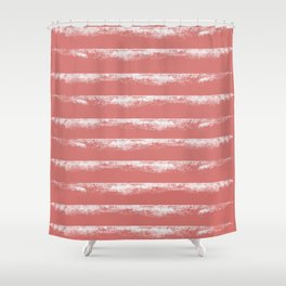 Irregular Stripes Coral Shower Curtain