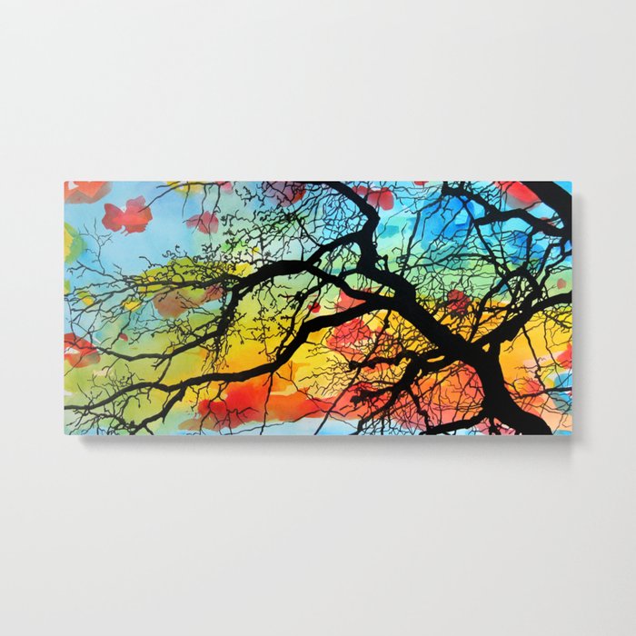 Painting Colorful Landscape Trees Nature Metal Print