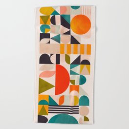 mid century geometry abstract shapes bauhaus 3 Beach Towel