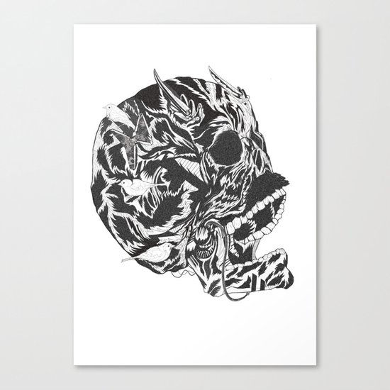 Skull Moustache Canvas Print