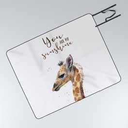 You Are My Sunshine Giraffe Nursery Animals Watercolor Art Picnic Blanket
