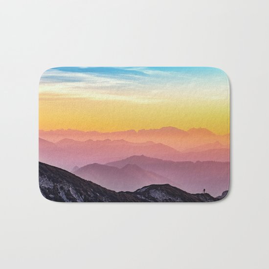sky blue yellow orange purple Bath Mat