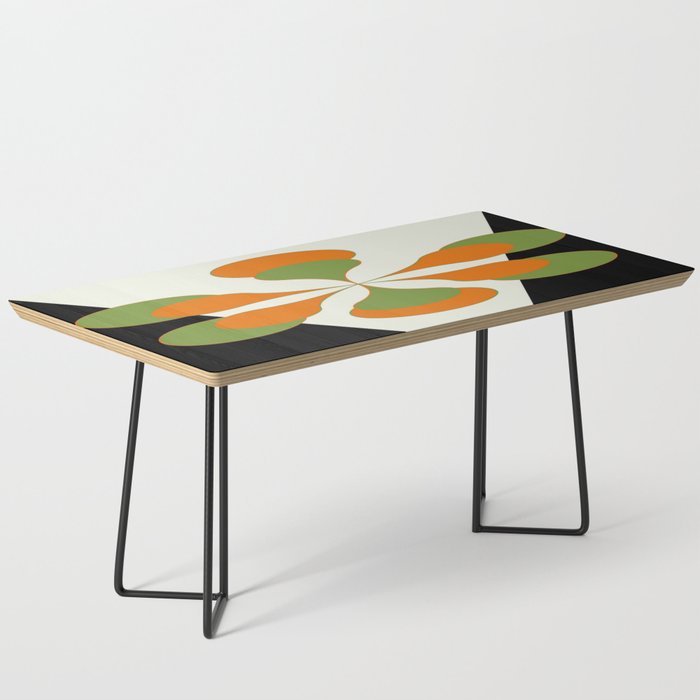 Mid-Century Modern Art 1.4 - Green & Orange Flower Coffee Table