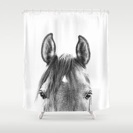 Watercolor Horse Shower Curtain for the Bathroom Rural Farm Animals Horses 