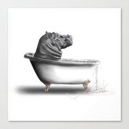 Hippo in Bath Canvas Print