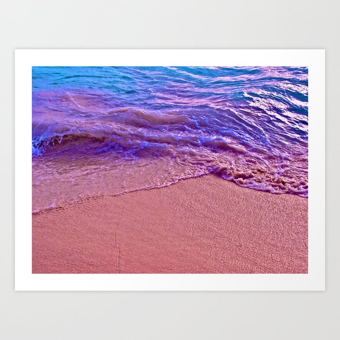 Sand Meeting Beautiful Waves Art Print