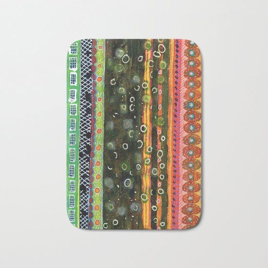 Absorbed Rings with Vertical Stripes Pattern Bath Mat
