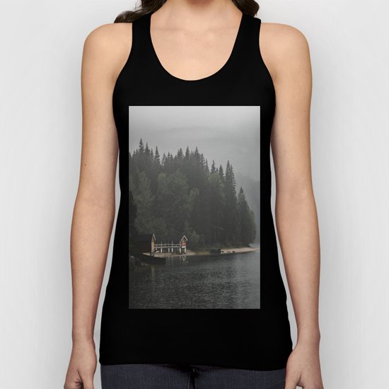 Foggy mornings at the lake II - landscape photography Unisex Tank Top