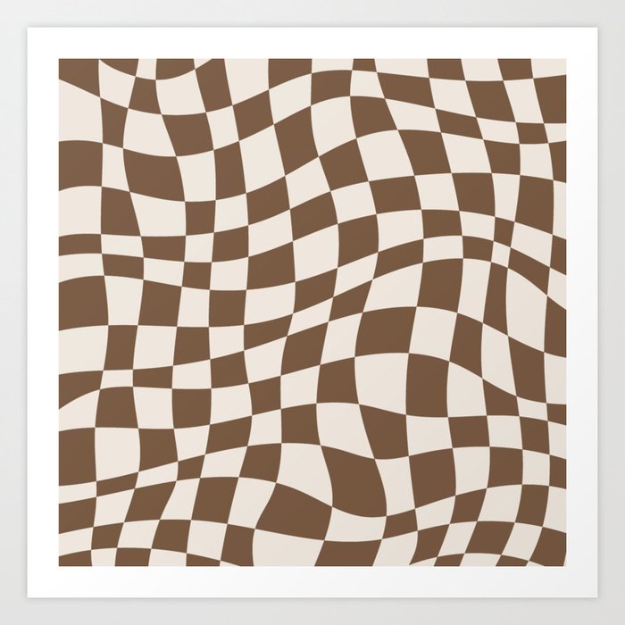 Wavy brown checker  Art Print