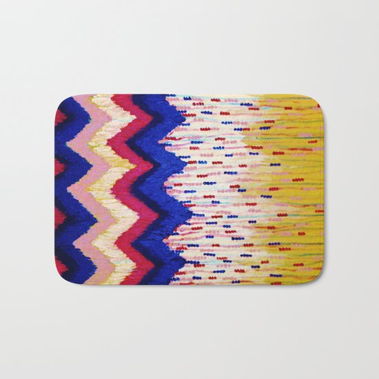 SHINE ON, Revisited - Americana Red White Blue USA Abstract Acrylic Painting Home Decor Xmas Gift Bath Mat