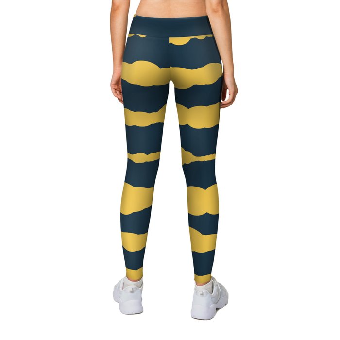 Macrame Stripes in Mustard Yellow and Navy Blue Leggings by Kierkegaard  Design Studio