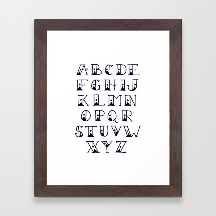 Sailo Scrawl Fancy Tattoo Font Alphabet Print Framed Art Print By Outofstepfontcompany Society6