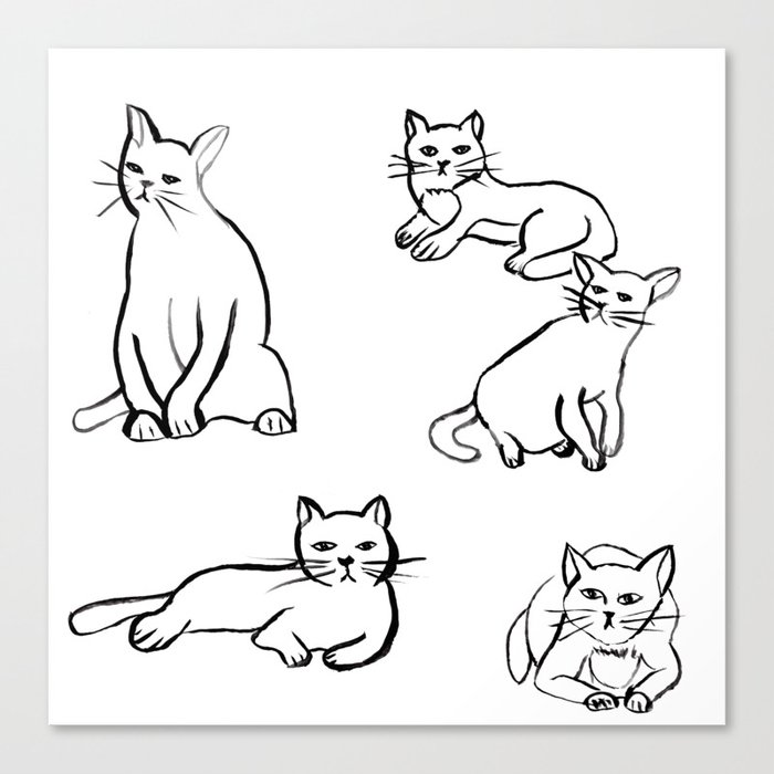 Wierd Line Cats Canvas Print