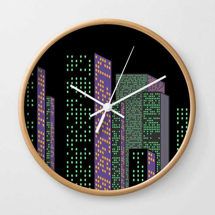 City Skyline at Night Wall Clock