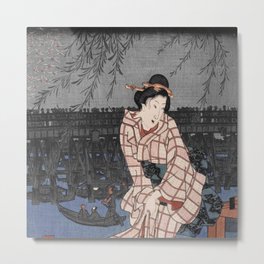 Hiroshige, Evening on the Sumida river Metal Print | Ukiyo E, Evening, Utagawa, Hiroshige, Japanese, Boat, Ando, Nippon, Tokaido, Edo 