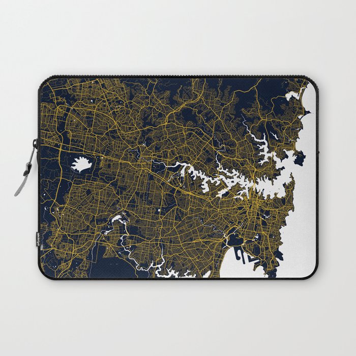 Sydney City Map of Australia - Gold Art Deco Laptop Sleeve