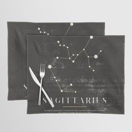 Sagittarius Zodiac Sign Constelation - Black and White Aesthetic - Grunge Placemat