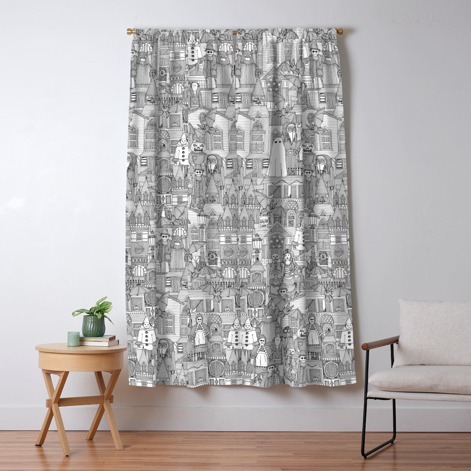Vintage Halloween Black White Blackout Curtain By Sharonturner
