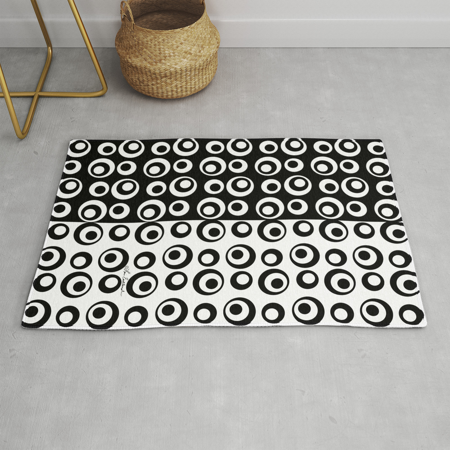 Mod Love Black White Dots Circles Rug, Rug With Circles