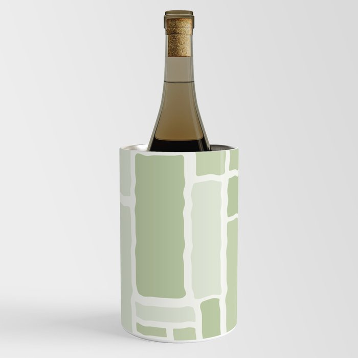 Wobbly Modulus Retro Modern Geometric Pattern in Sage Green Wine Chiller