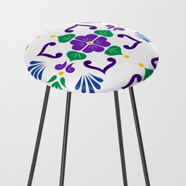Purple 2, Framed Talavera Flower Counter Stool