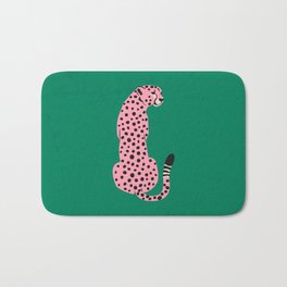 The Stare: Pink Cheetah Edition Bath Mat | Jungle, Retro, Leopard, Illustration, Art, Midcentury, Animal, Cats, Pop, Fierce 