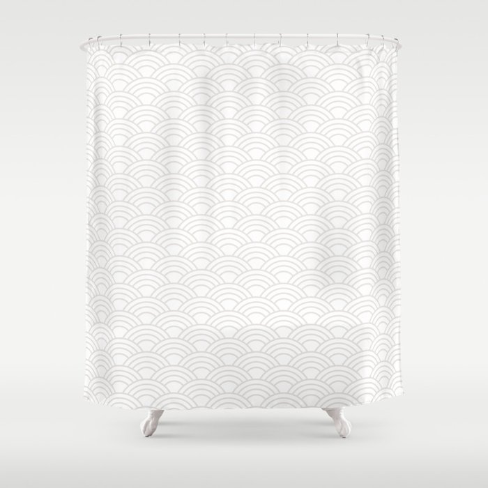 Minimalist Japanese Waves Pattern Shower Curtain