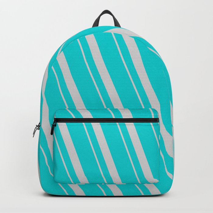 Dark Turquoise & Light Gray Colored Lines/Stripes Pattern Backpack