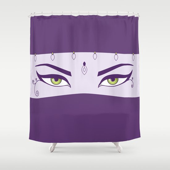 Oriental Dancer In Purple With Green Eyes Shower Curtain