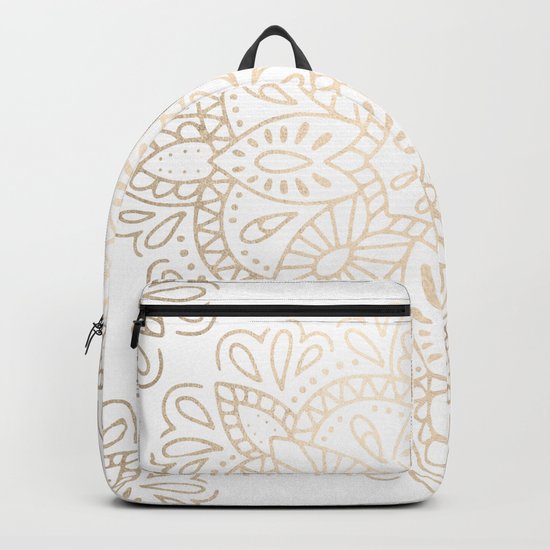 Mandala White Gold Shimmer by Nature Magick Backpack
