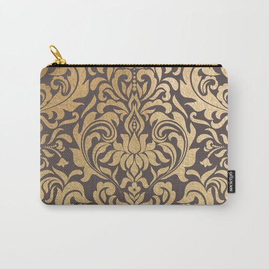 Gold swirls damask #9 Carry-All Pouch