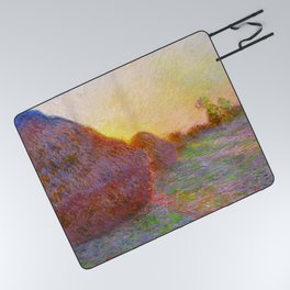 Claude Monet (French, 1840-1926) - Title: Grainstacks - Original Title: Meules - Date: 1890 - Style: Impressionism - Series: Grainstacks, Haystacks - Genre: Landscape - Media: Oil on canvas - Digitally Enhanced Version (1800 dpi) - Picnic Blanket