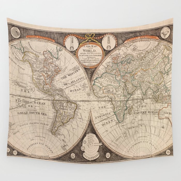 World Map Wall Tapestry By Vintagemaps