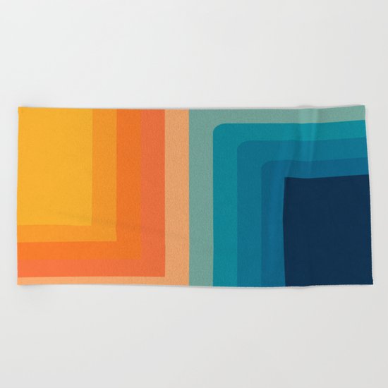 Retro 70s Color Lines Beach Towel