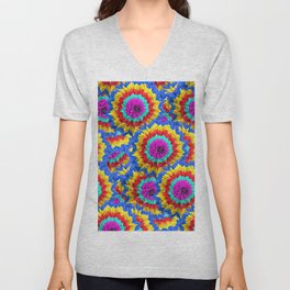 Colorful dahlia design V Neck T Shirt