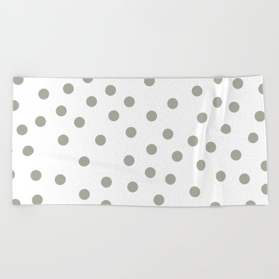 Simply Dots in Retro Gray on White Beach Towel