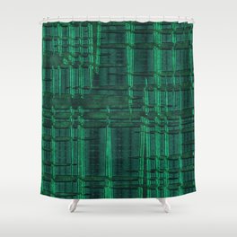 Green Abstract Metal Matrix Pattern Shower Curtain