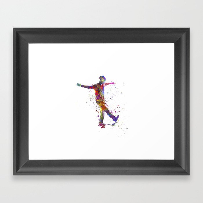 watercolor skater Framed Art Print