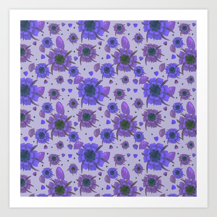 Falling Floral in purple Art Print