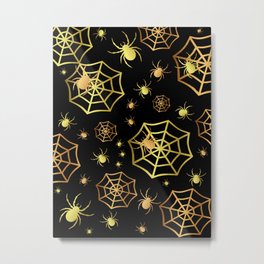 Spiders In Gold Metal Print