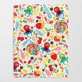 Candy Pattern - White Poster